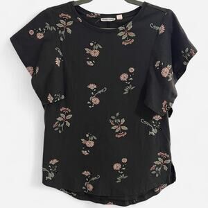 Nordstrom Melrose and Market Flutter Sleeve Top with Pink Floral Print